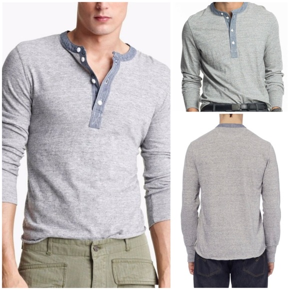 💥PRICE DROP💥 Chambray Collar Classic Henley - Picture 1 of 5